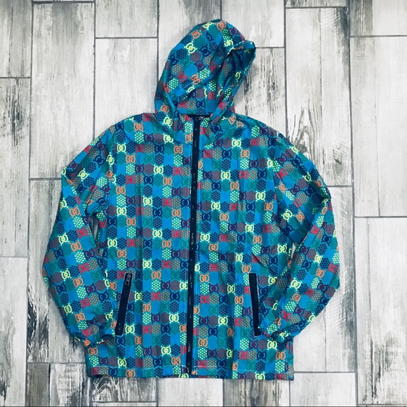 Neon Lightweight Windbreaker Hooded Rain Jacket - Picture 2 of 4